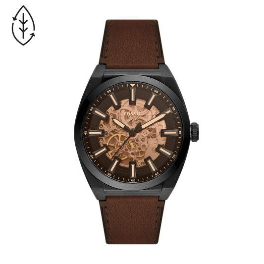Fossil Everett Automatic Dark Brown Eco Leather Men's Watch