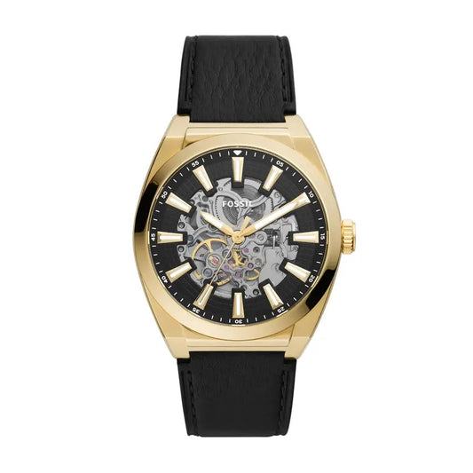 Fossil Everett Automatic Black Eco Leather Men's Watch