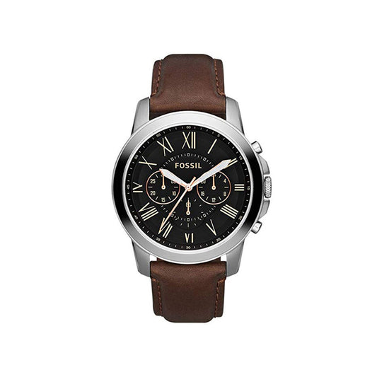 Fossil Analog Men's Watch Stainless Steel Leather Strap