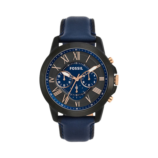 Fossil Analog Men's Watch Stainless Steel Leather Strap