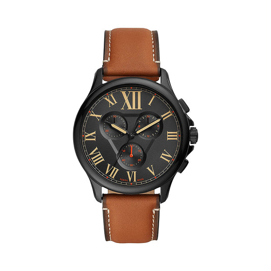 Fossil Analog Men's Watch Stainless Steel Leather Strap