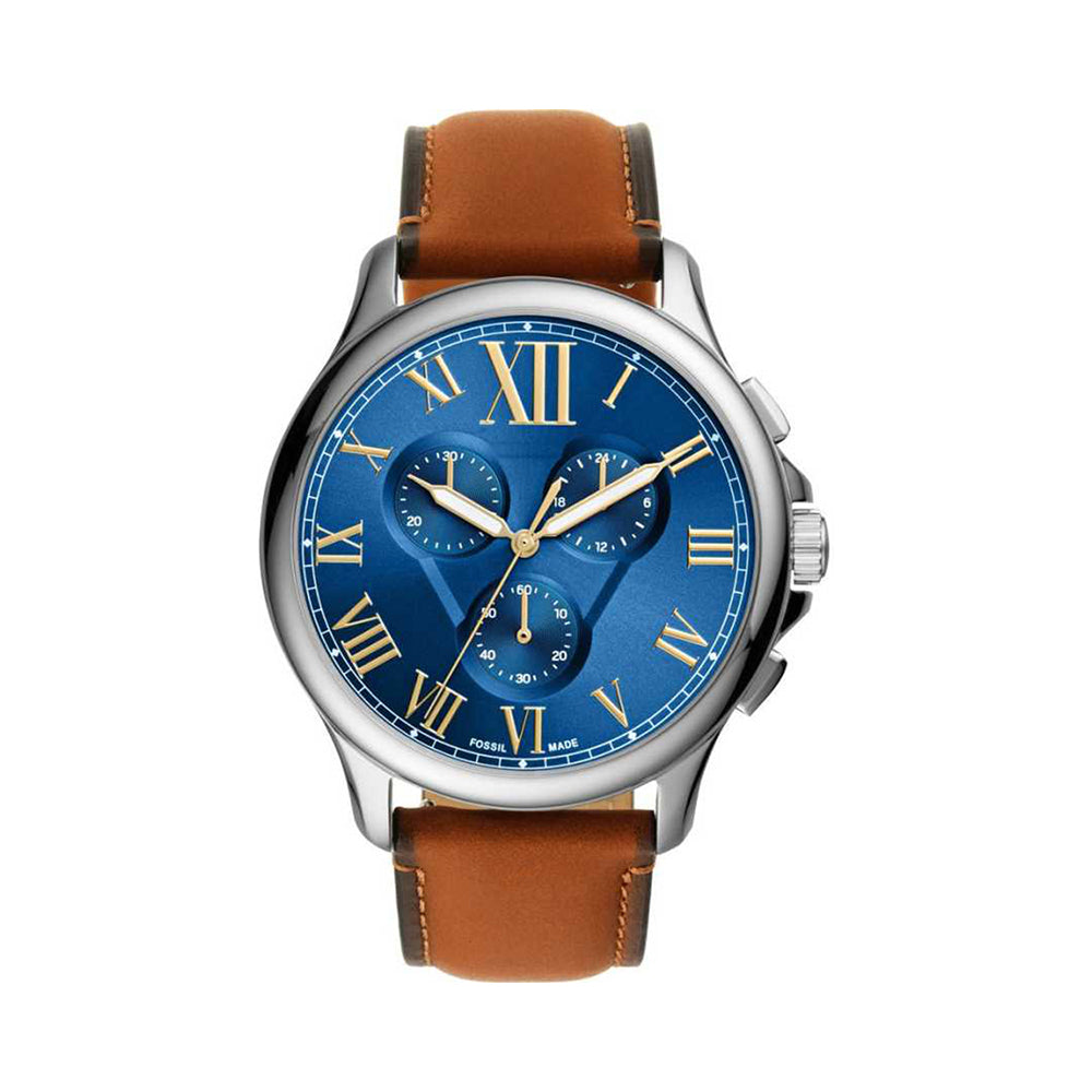 Fossil Analog Men's Watch Stainless Steel Leather Strap - FS5640