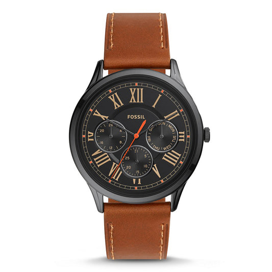 Fossil Analog Men's Watch Stainless Steel Leather Strap