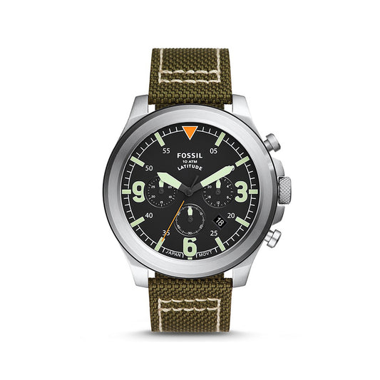 Fossil Analog Men's Watch Stainless Steel Fabric Strap