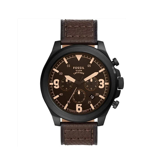 Fossil Analog Men's Watch Stainless Steel Leather Strap