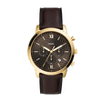 Fossil Analog Men's Watch Gold Plated Leather Strap