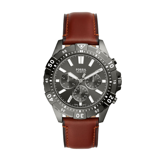 Fossil Analog Men's Watch Stainless Steel Leather Strap