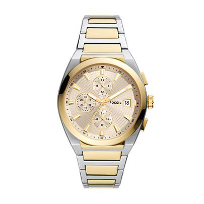 Fossil Analog Men's Watch Gold Plated Metal Bracelet - FS5796