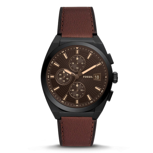 Fossil Analog Men's Watch Stainless Steel Leather Strap