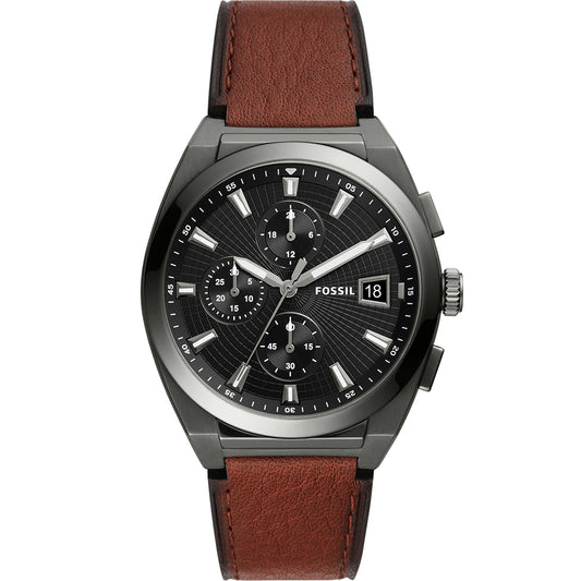 Fossil Analog Men's Watch Stainless Steel Leather Strap