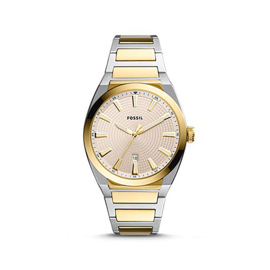 Fossil Analog Men's Watch Gold Plated Metal Bracelet