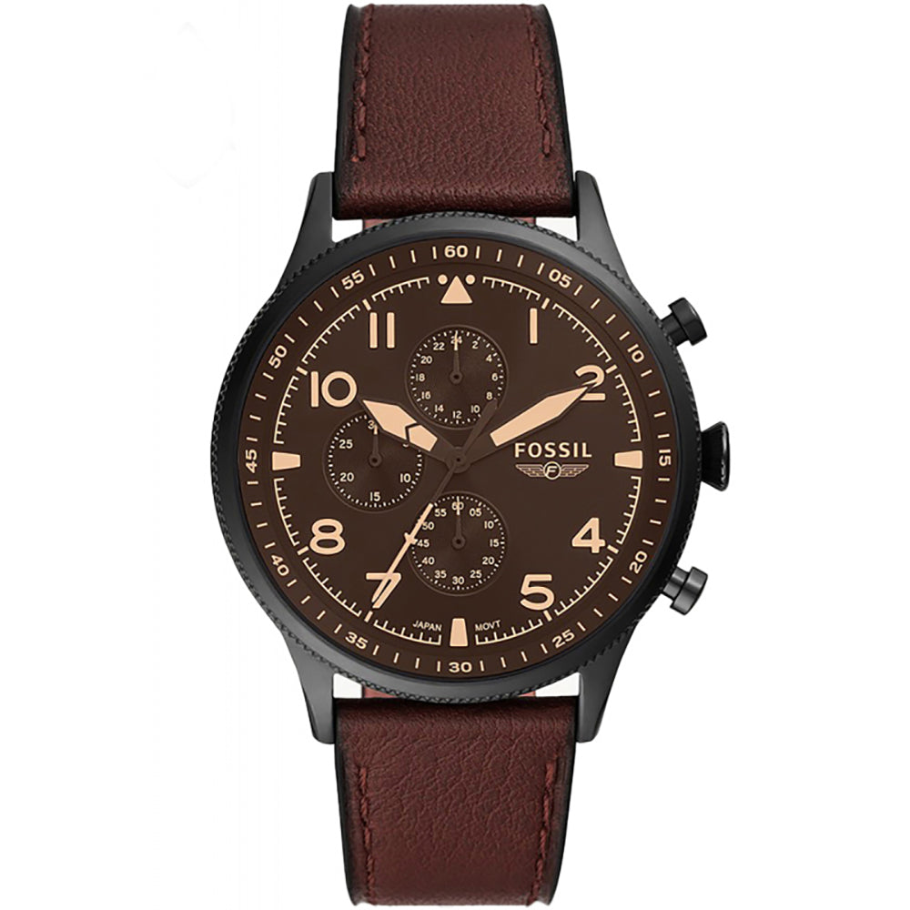 Fossil Analog Men's Watch Stainless Steel Leather Strap - FS5833