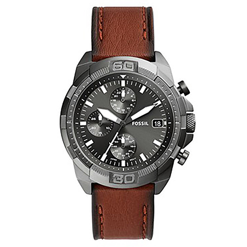Fossil Analog Men's Watch Stainless Steel Leather Strap - FS5855