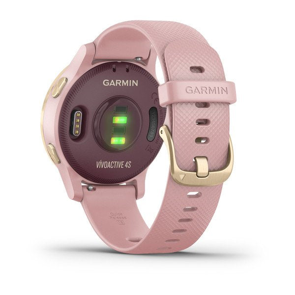 ساعة ذكية Garmin Vivoactive 4S بشاشة كاملة وقرص باللون الوردي المغبر مع سوار سيليكون