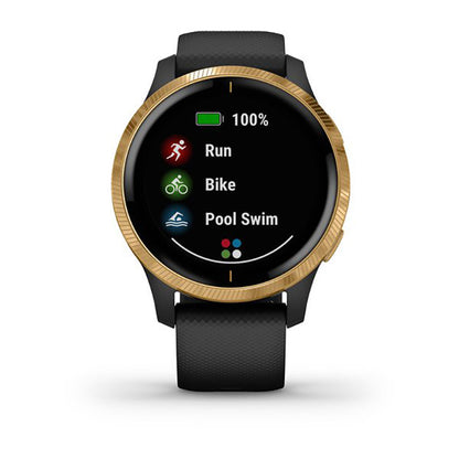 Garmin Venu Gold Case Black Band Full Display Watch