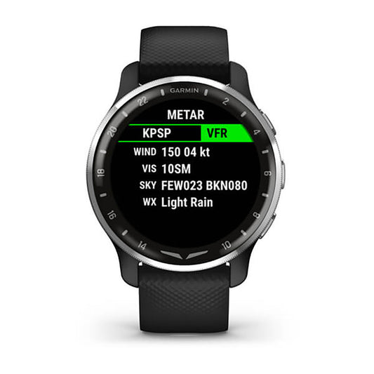 ساعة Garmin D2 Air X10 بشاشة كاملة وسوار سيليكون أسود ممرر