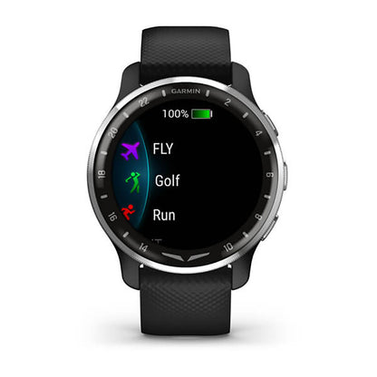 ساعة Garmin D2 Air X10 بشاشة كاملة وسوار سيليكون أسود ممرر