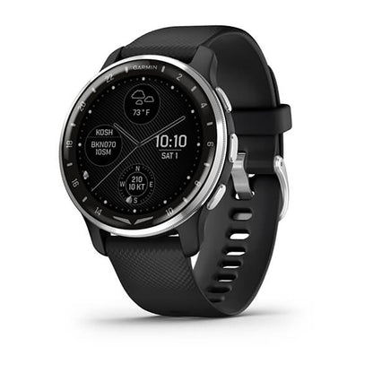 ساعة Garmin D2 Air X10 بشاشة كاملة وسوار سيليكون أسود ممرر