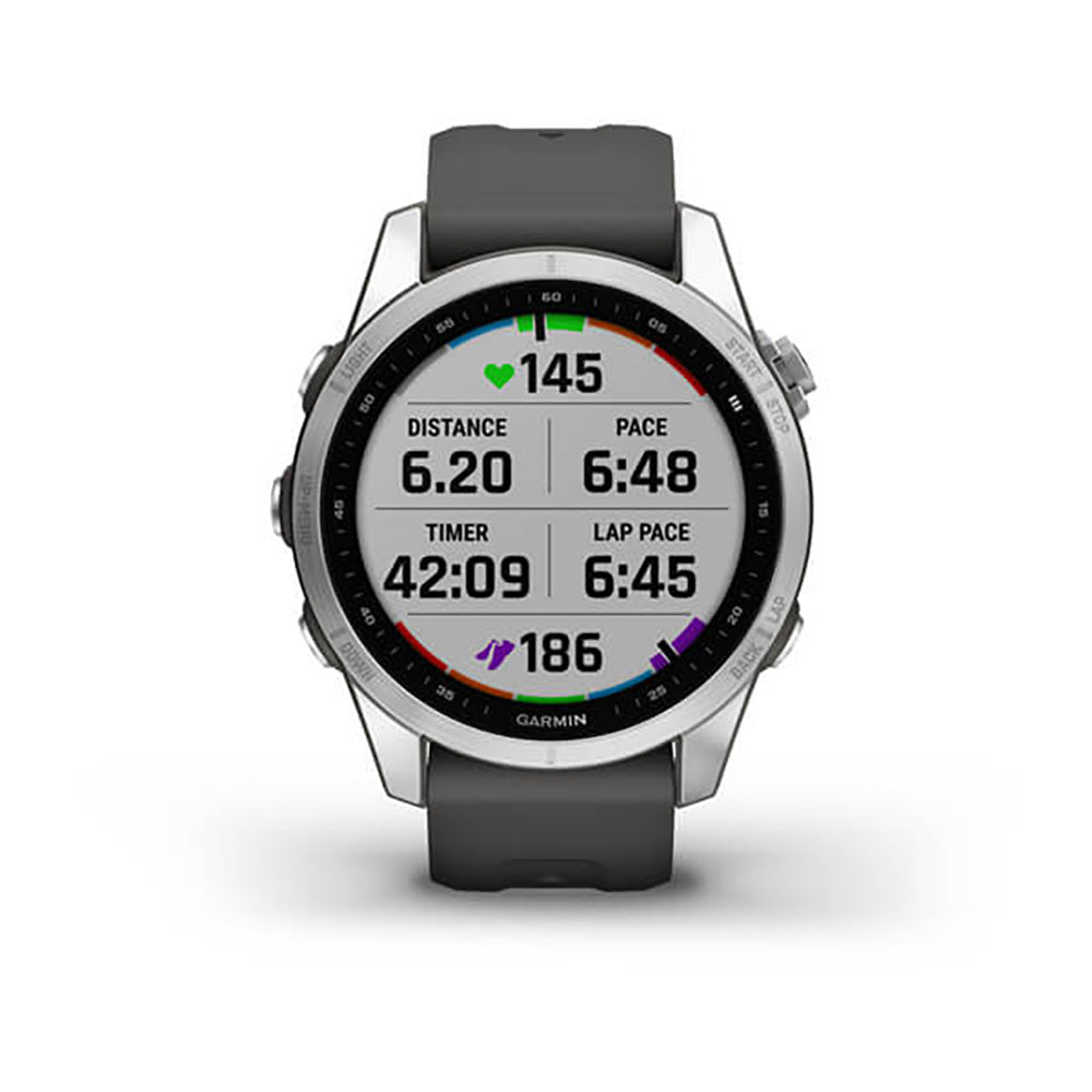 Garmin Fenix 7S Silver With Graphite Band Full Color Display Watch