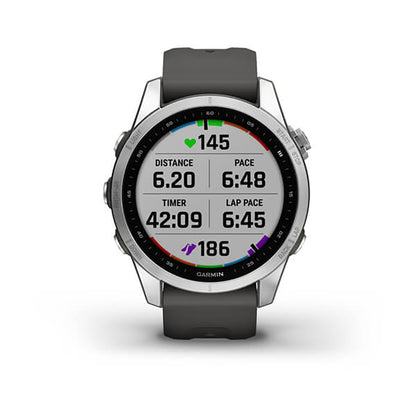 Garmin Fenix 7S Silver With Graphite Band Full Color Display Watch