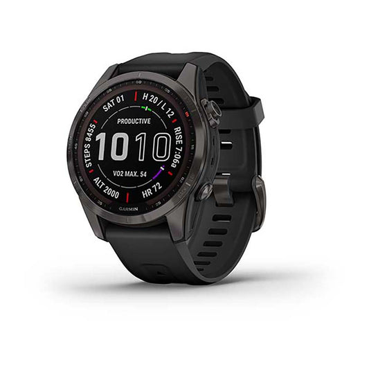 Garmin Fenix 7S Sapphire Carbon Gray DLC W Ith Black Band Full Color Display Watch