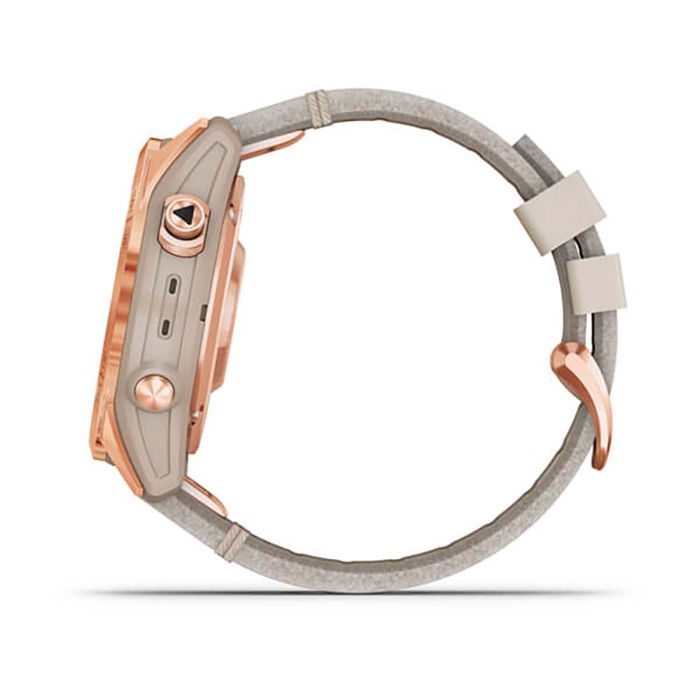 Garmin Fenix 7S Sapphire Limestone Rose Gold Titanium Leather Band Full Display Watch