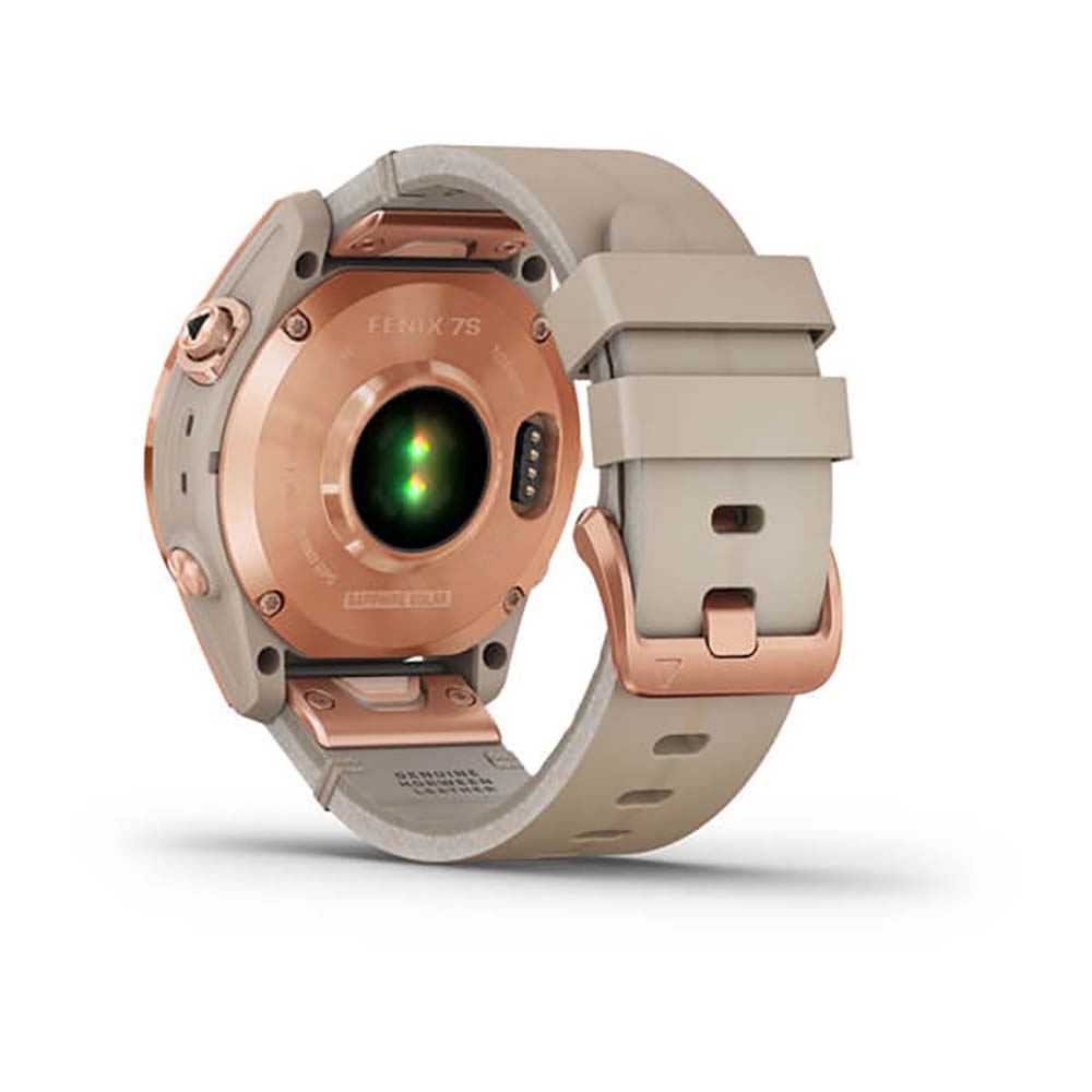 Garmin Fenix 7S Sapphire Limestone Rose Gold Titanium Leather Band Full Display Watch