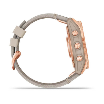 Garmin Fenix 7S Sapphire Limestone Rose Gold Titanium Leather Band Full Display Watch