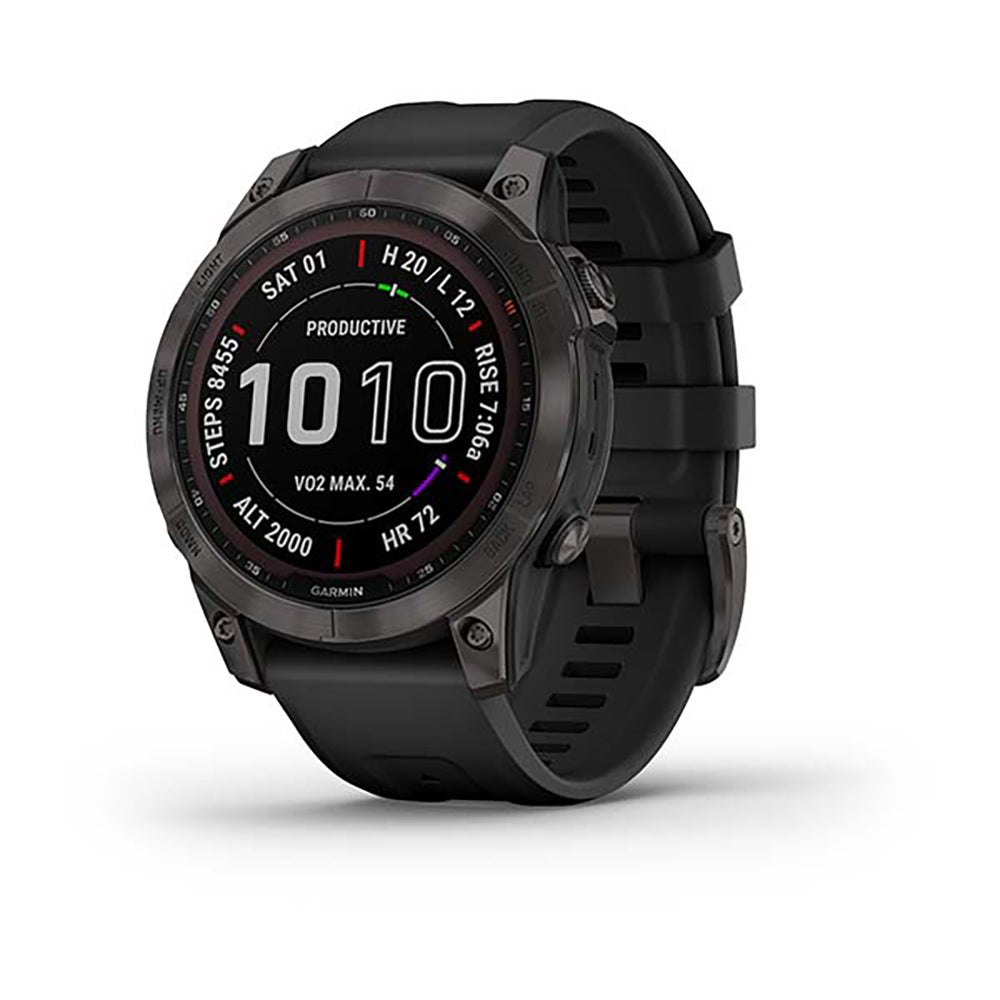 Garmin Fenix 7 Sapphire Carbon Gry DLC Ti W Blk Bnd Gps Full Color Display Watch