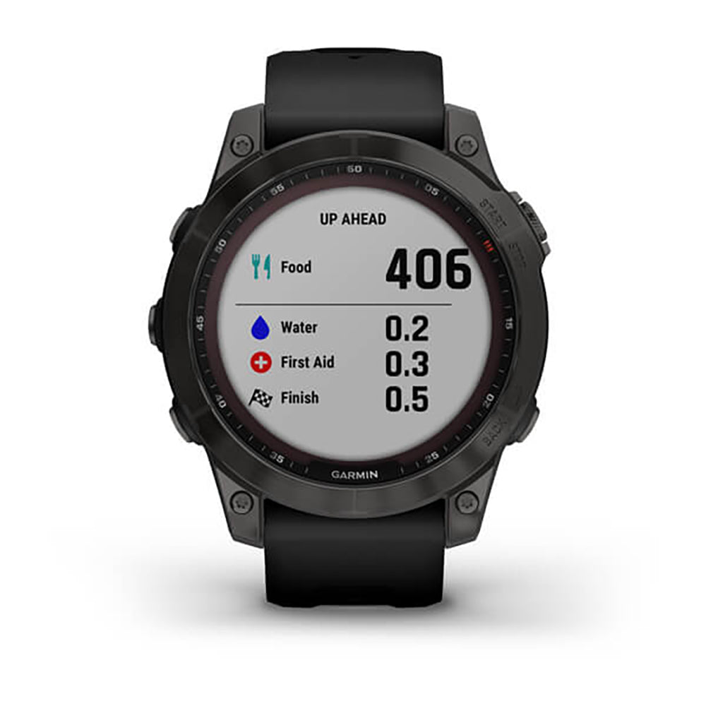Garmin Fenix 7 Sapphire Carbon Gry DLC Ti W Blk Bnd Gps Full Color Display Watch