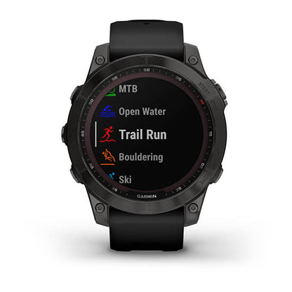 Garmin Fenix 7 Sapphire Carbon Gry DLC Ti W Blk Bnd Gps Full Color Display Watch