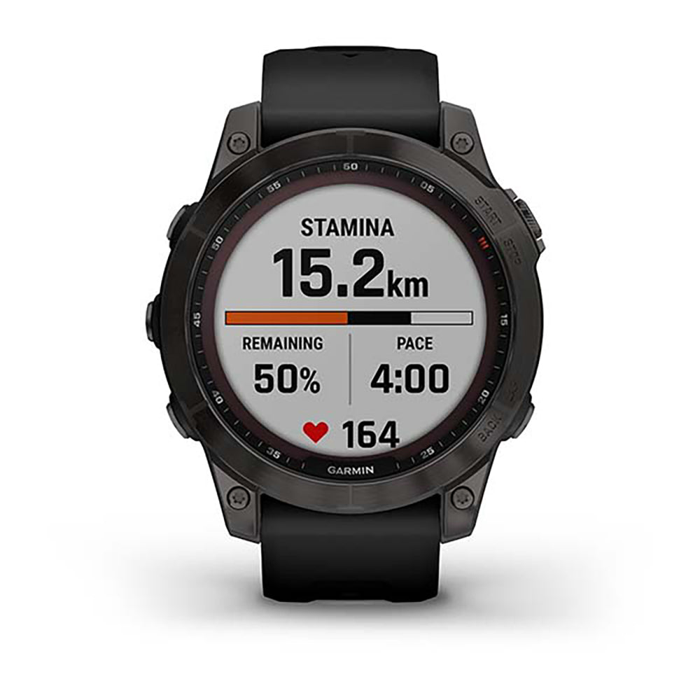 Garmin Fenix 7 Sapphire Carbon Gry DLC Ti W Blk Bnd Gps Full Color Display Watch