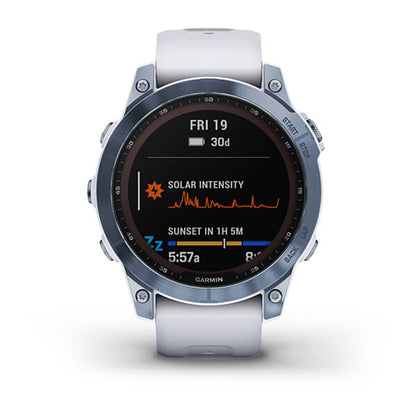 Garmin Fenix 7 Sapphire Mineral Blue Titanium White Band Full Display Watch