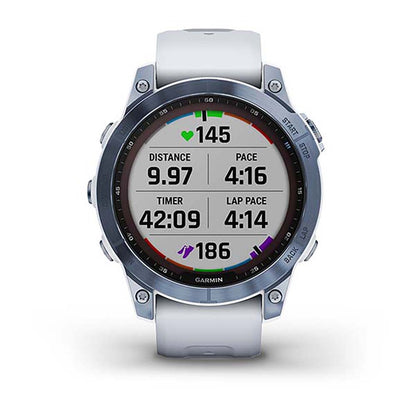 Garmin Fenix 7 Sapphire Mineral Blue Titanium White Band Full Display Watch