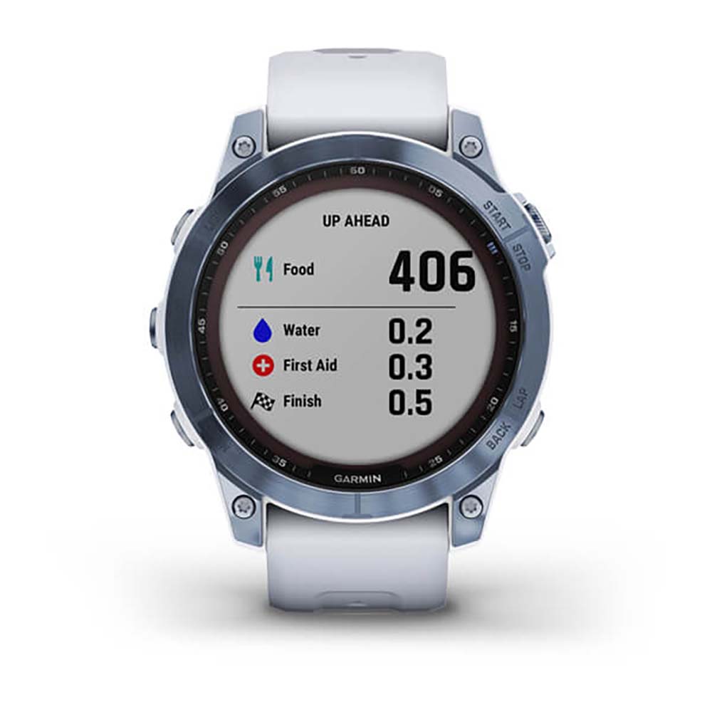 Garmin Fenix 7 Sapphire Mineral Blue Titanium White Band Full Display Watch