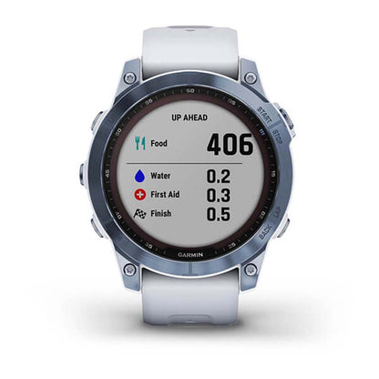 Garmin Fenix 7 Sapphire Mineral Blue Titanium White Band Full Display Watch