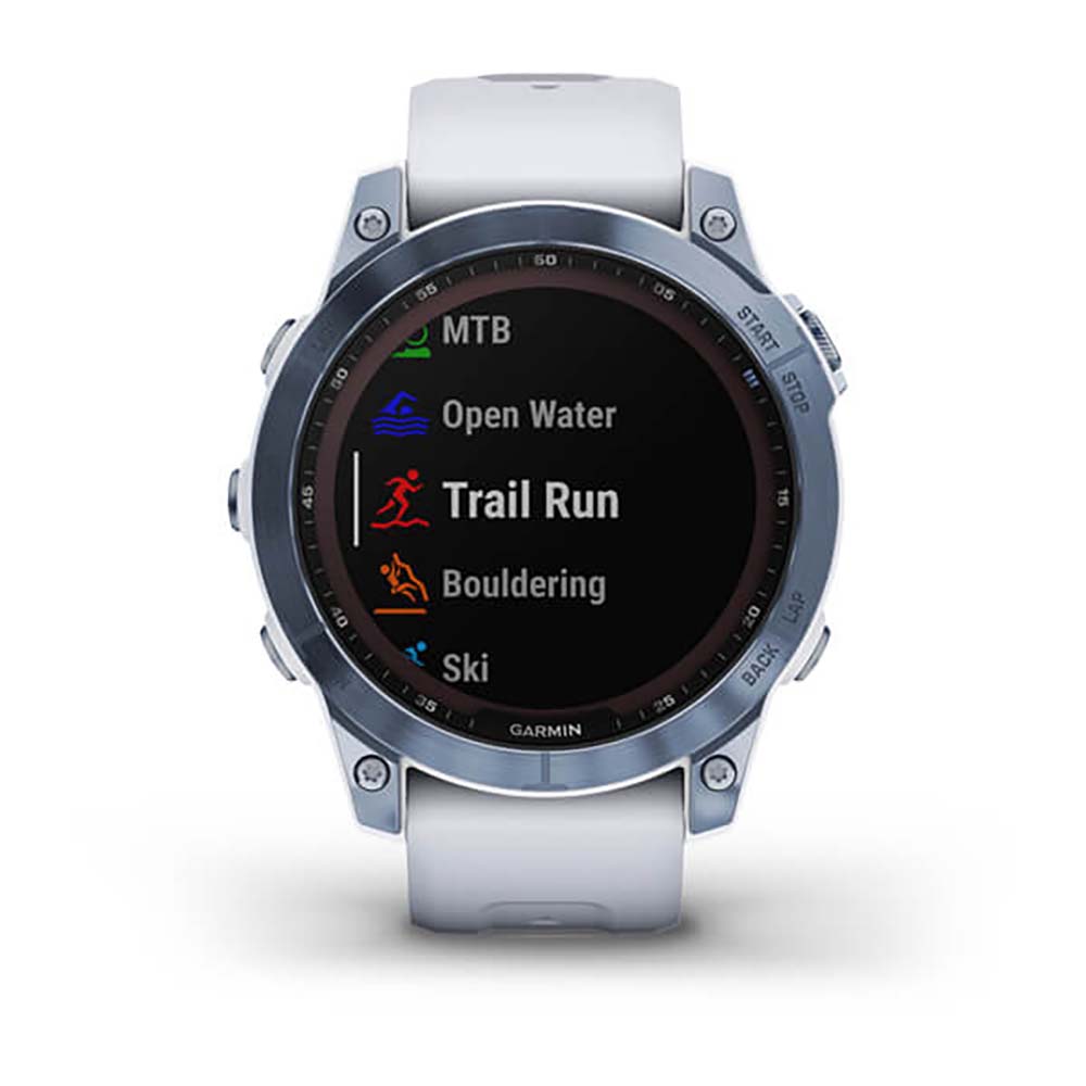 Garmin Fenix 7 Sapphire Mineral Blue Titanium White Band Full Display Watch