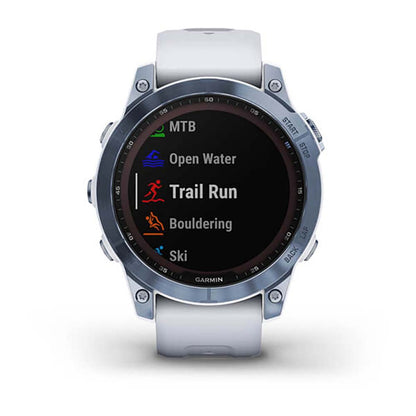 Garmin Fenix 7 Sapphire Mineral Blue Titanium White Band Full Display Watch