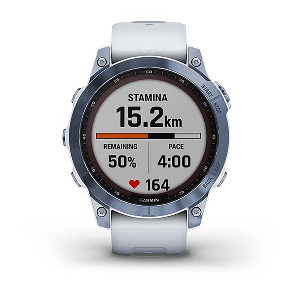 Garmin Fenix 7 Sapphire Mineral Blue Titanium White Band Full Display Watch
