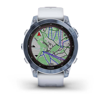 Garmin Fenix 7 Sapphire Mineral Blue Titanium White Band Full Display Watch