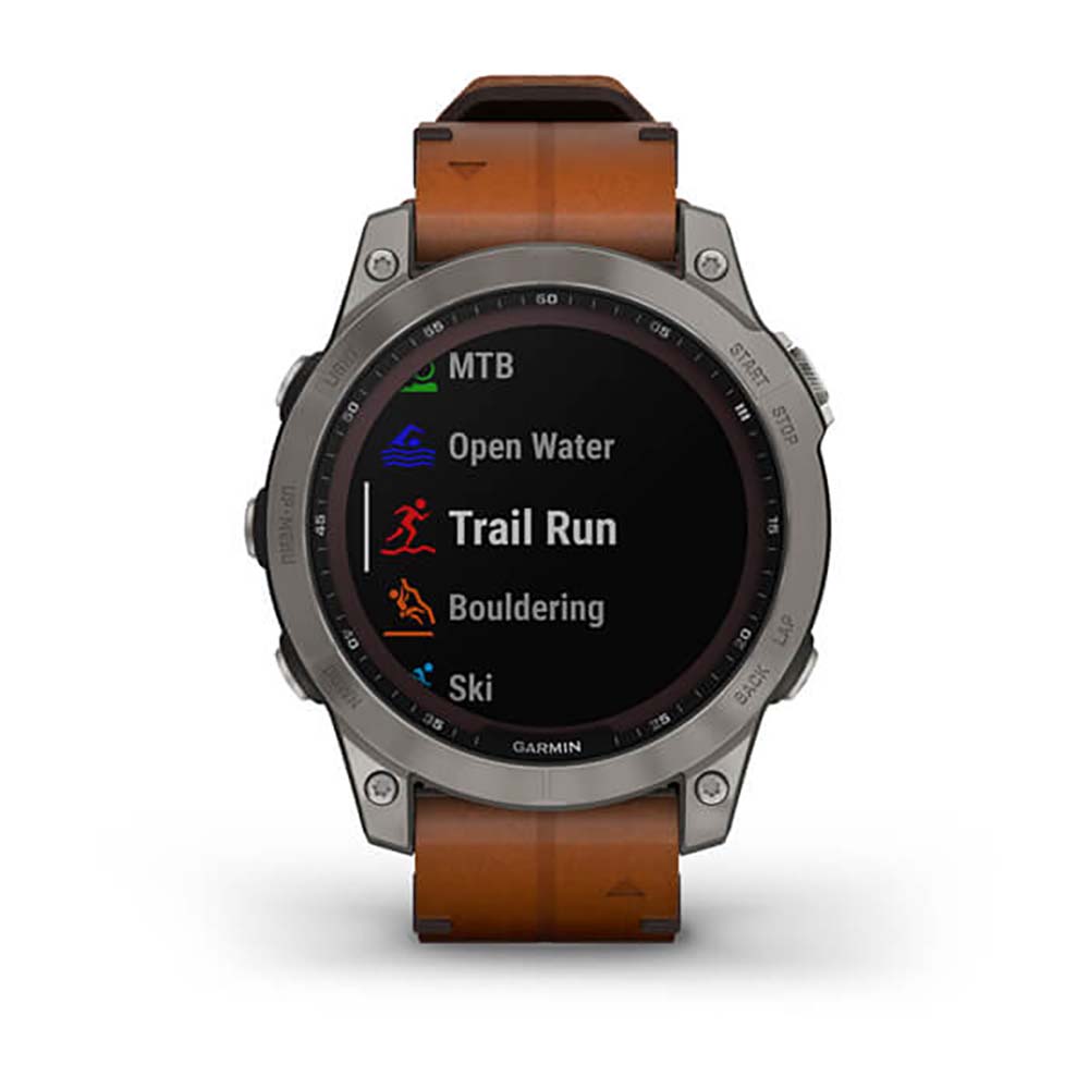 Garmin Fenix 7 Sapphire Titanium Chestnut Leather Band Full Display Watch with Additional Strap