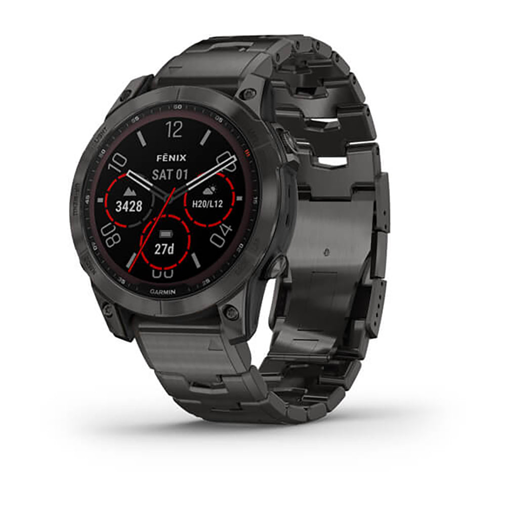 Garmin Fenix 7 Sapphire Carbon Grey DLC Vented Titanium Band Full Display Watch