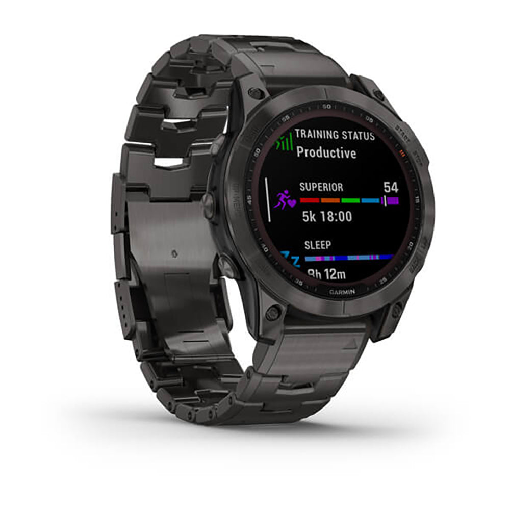 Garmin Fenix 7 Sapphire Carbon Grey DLC Vented Titanium Band Full Display Watch