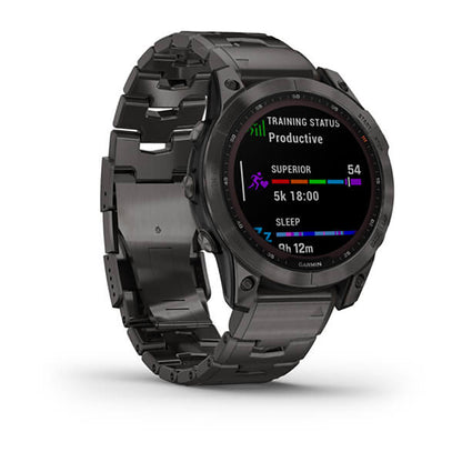 Garmin Fenix 7 Sapphire Carbon Grey DLC Vented Titanium Band Full Display Watch