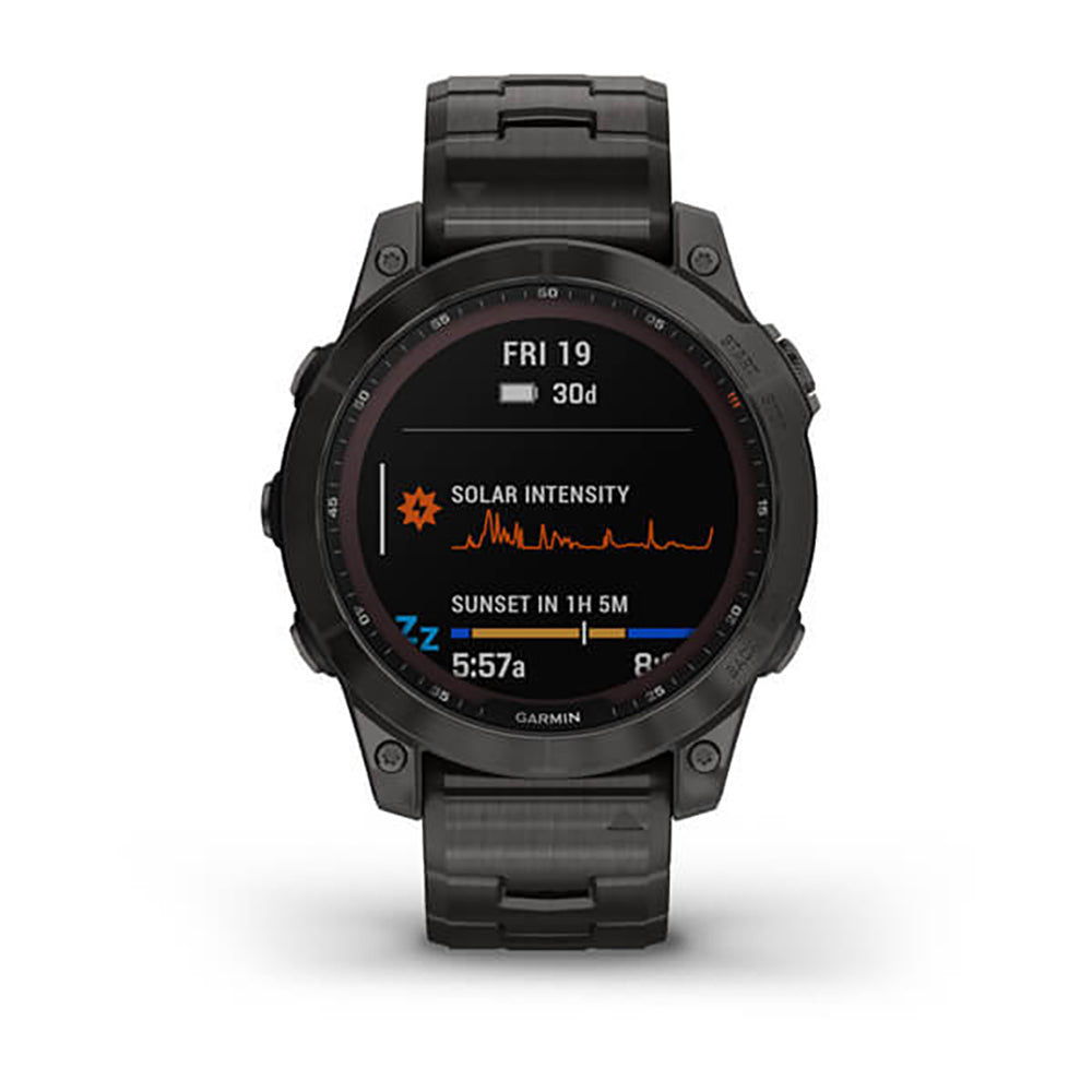 Garmin Fenix 7 Sapphire Carbon Grey DLC Vented Titanium Band Full Display Watch