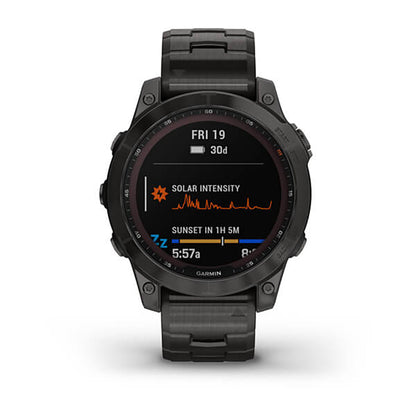 Garmin Fenix 7 Sapphire Carbon Grey DLC Vented Titanium Band Full Display Watch