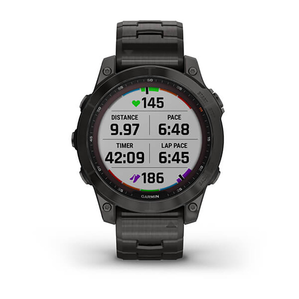 Garmin Fenix 7 Sapphire Carbon Grey DLC Vented Titanium Band Full Display Watch