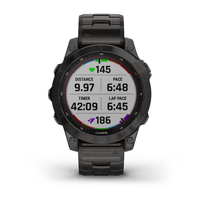 Garmin Fenix 7 Sapphire Carbon Grey DLC Vented Titanium Band Full Display Watch