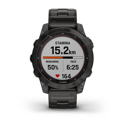 Garmin Fenix 7 Sapphire Carbon Grey DLC Vented Titanium Band Full Display Watch