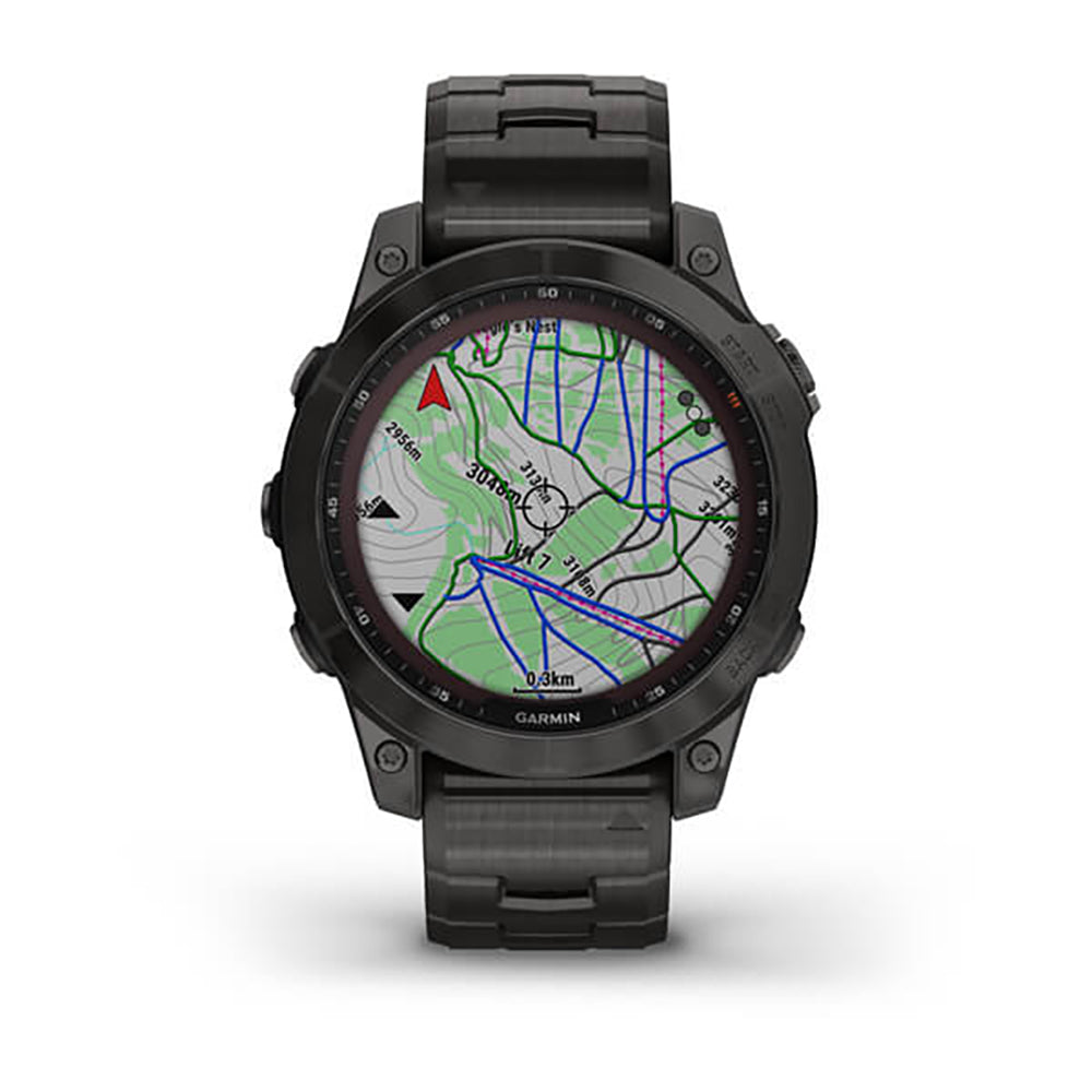 Garmin Fenix 7 Sapphire Carbon Grey DLC Vented Titanium Band Full Display Watch